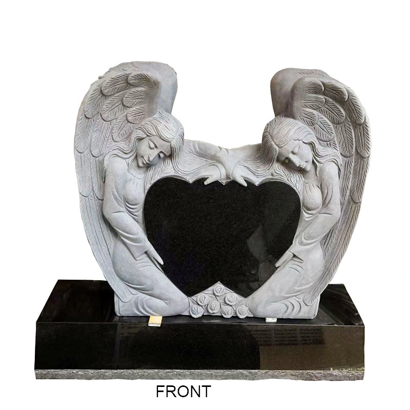 Angel Heart Shaped Carving Granite Headstone Monument Tombstone