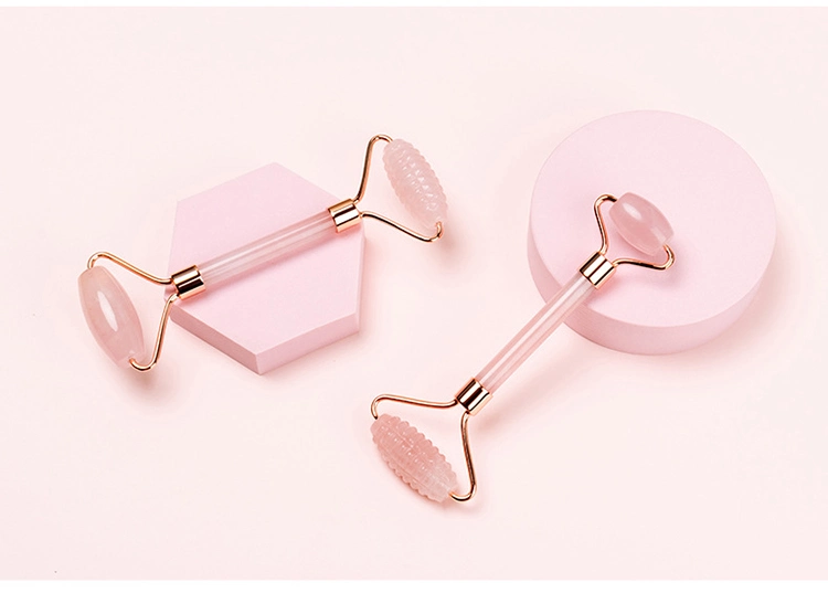 Wholesale Natural Rose Quartz Jade Roller Amethyst Crystal Gua Sha Set Face SPA Guasha Stone Facial Massage Tools