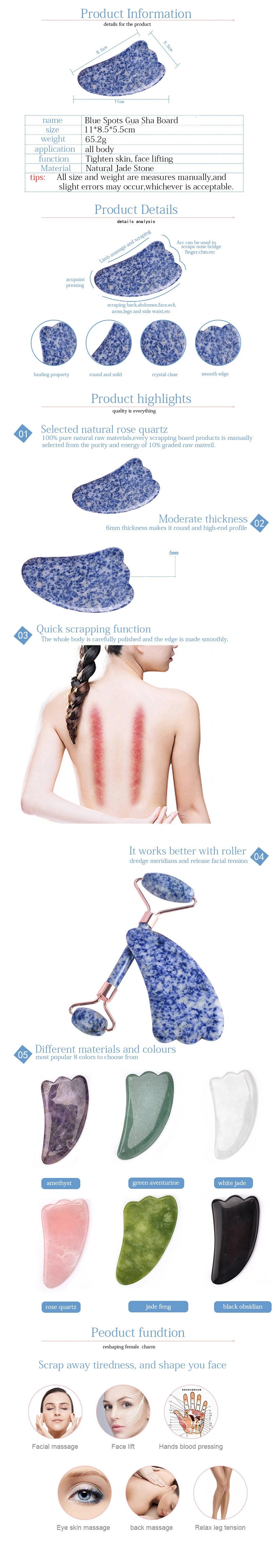 Jade Gua Sha Blue Spot Stone Scraping Massage Gua Sha Board