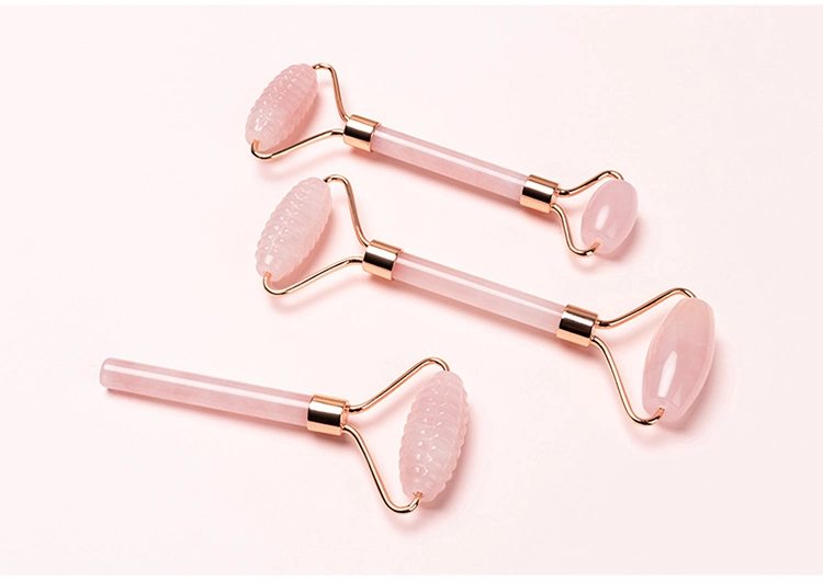 Wholesale Natural Rose Quartz Jade Roller Amethyst Crystal Gua Sha Set Face SPA Guasha Stone Facial Massage Tools